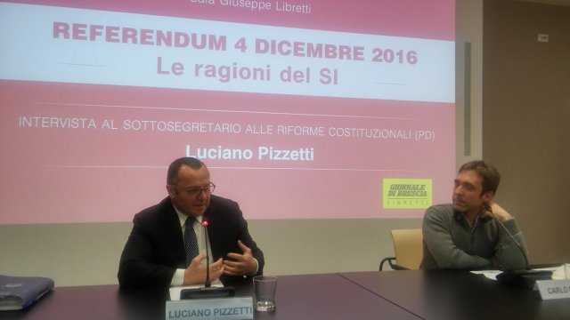 Il Sottosegretario on. Luciano Pizzetti, incontro sul Referendum, Sala Libretti del Giornale di Brescia 29.11.16